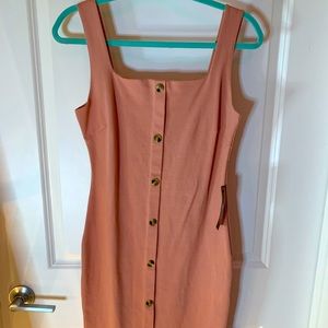 New with tags, dusty rose knee length tank top dress w/buttons